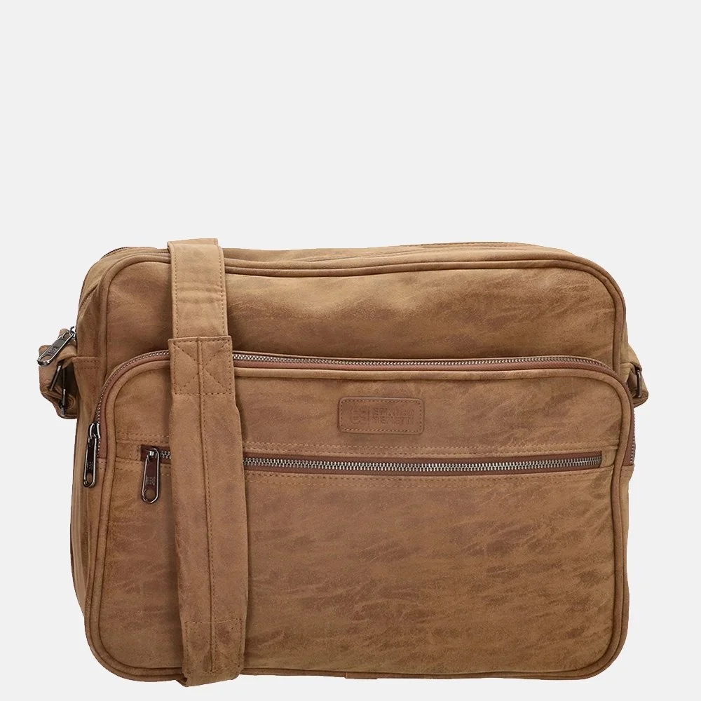 Enrico Benetti 15 inch laptop schoudertas bruin bij Duifhuizen