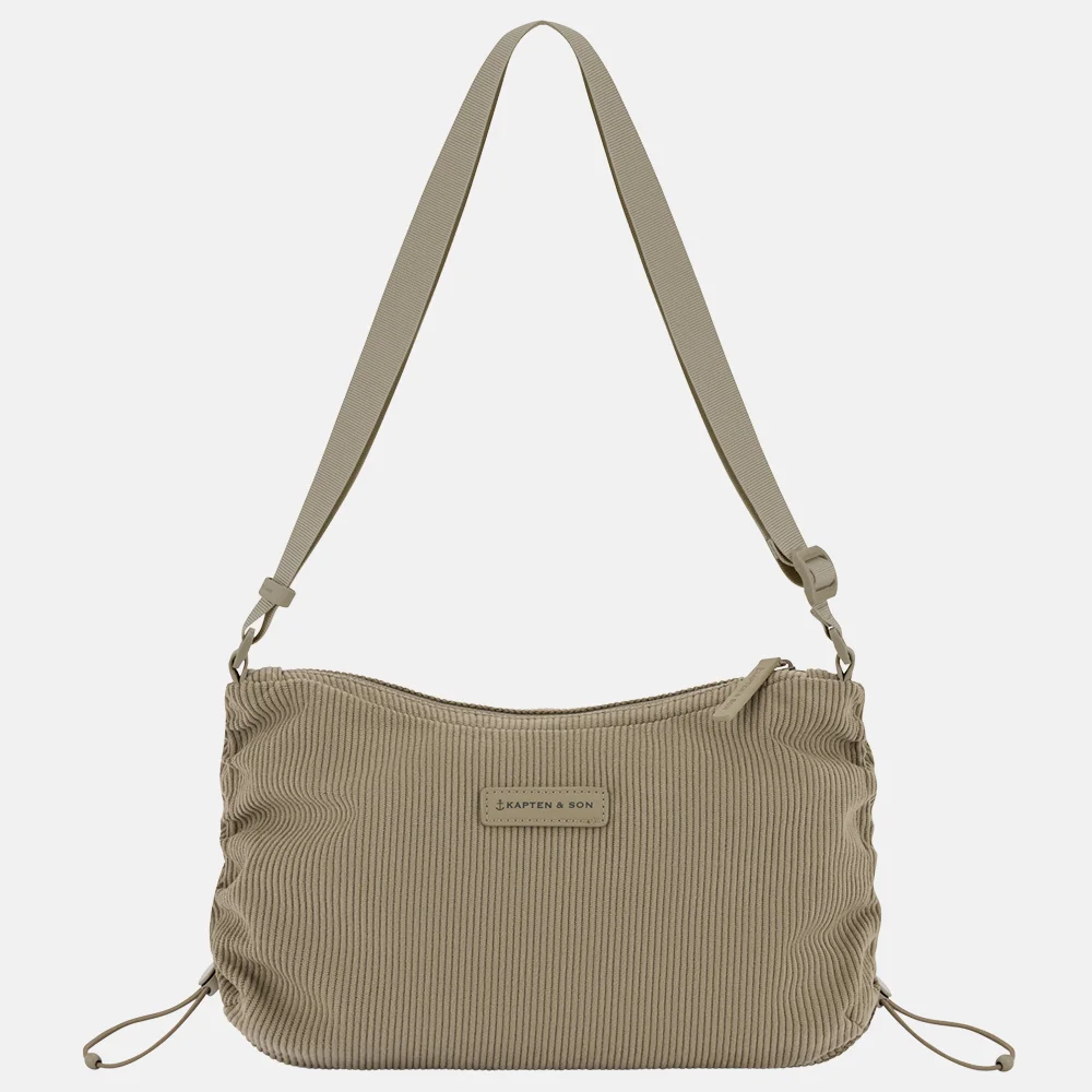 Kapten & Son Skara Corduroy crossbody tas small forest green bij Duifhuizen