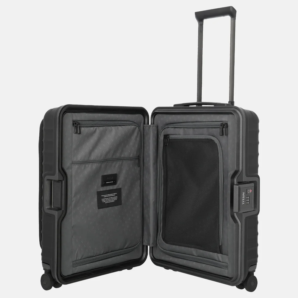 Titan Upgrade Overseas handbagage koffer frontpocket 55 cm nightshade black bij Duifhuizen