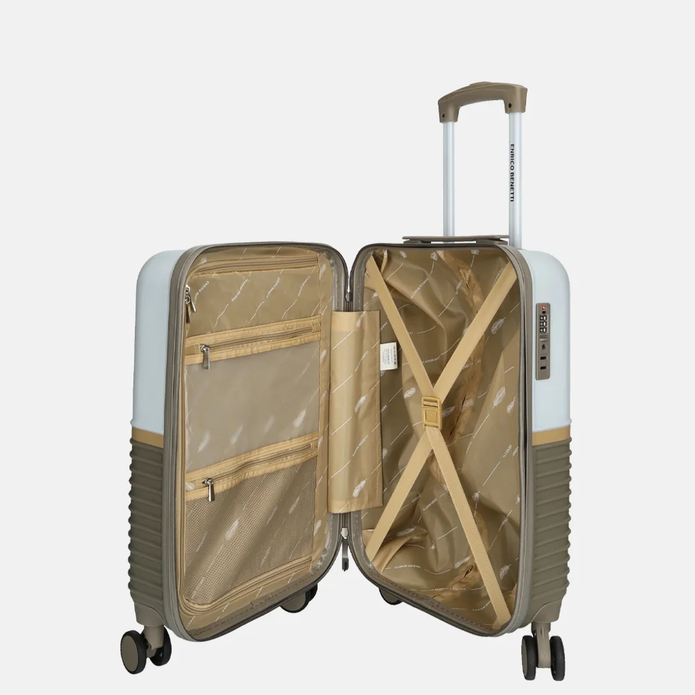 Enrico Benetti handbagage koffer 55 cm taupe-ivoor bij Duifhuizen
