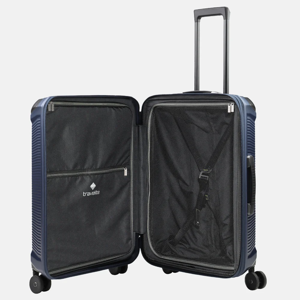 Travelite Millennium spinner reiskoffer 67 cm navy bij Duifhuizen