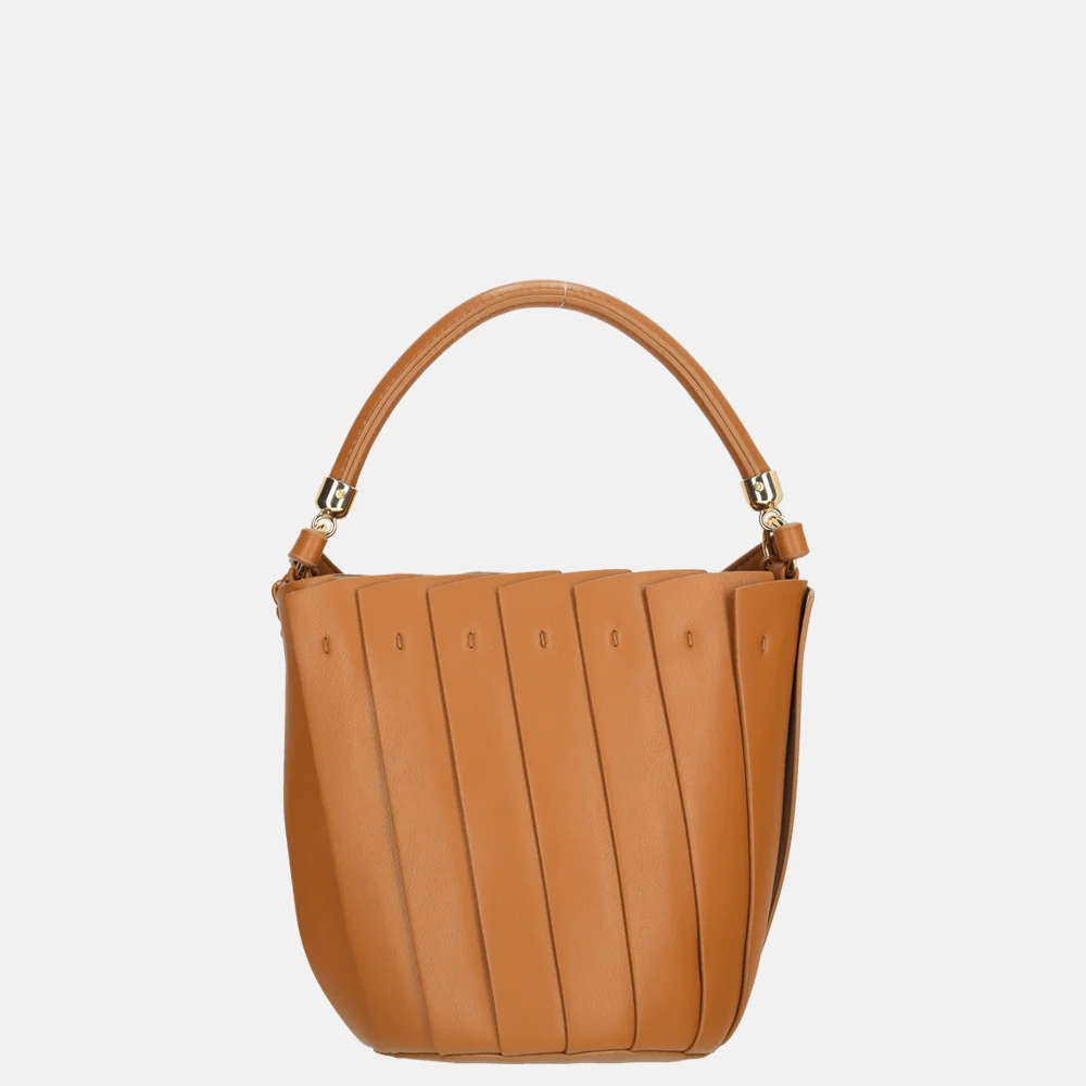 Firenze plissé bucket handtas brown bij Duifhuizen