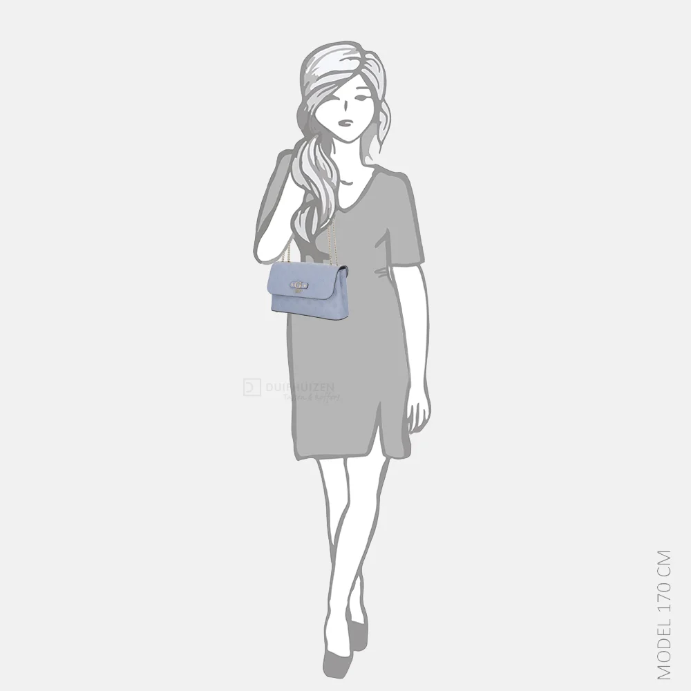 Guess Dita convertible flap crossbody tas Grey Blue Logo bij Duifhuizen