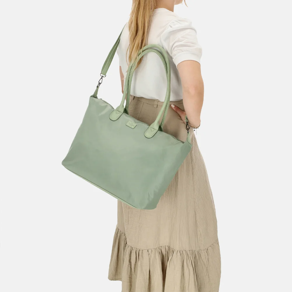 Charm London Buckingham Mono shopper met 15.6 inch laptopvak L lichtgroen bij Duifhuizen