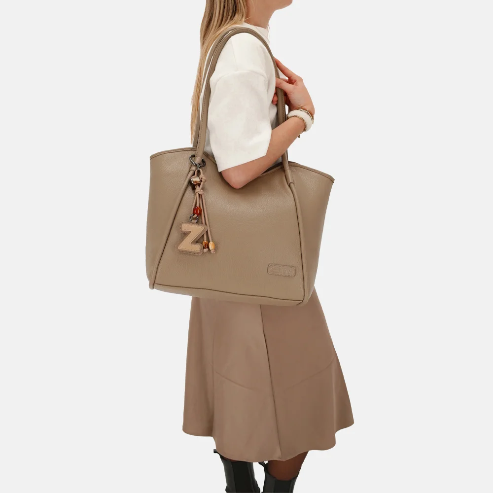 Zebra Trends Sofie shopper met laptopvak 13 inch taupe bij Duifhuizen