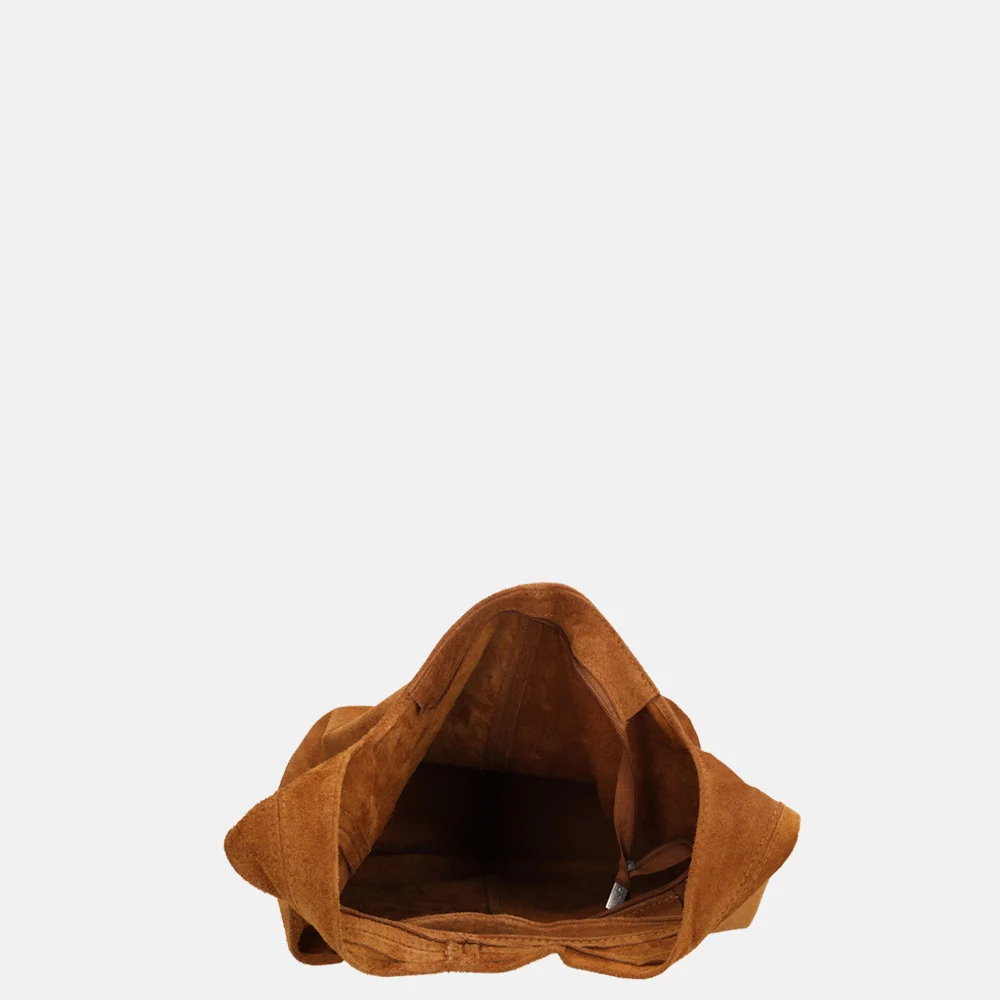 Charm London suède buideltas L cognac bij Duifhuizen