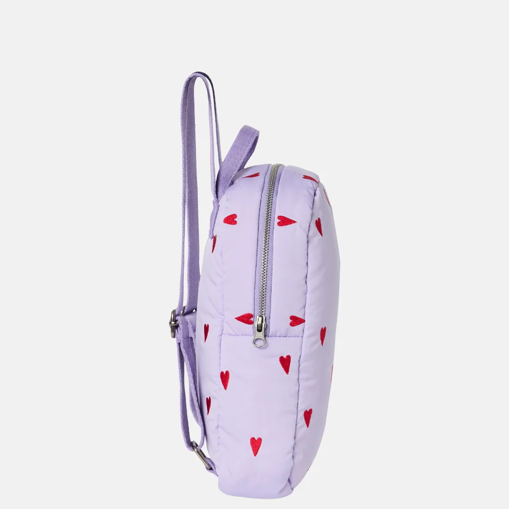 Studio Noos Puffy Mini backpack purple hearts bij Duifhuizen