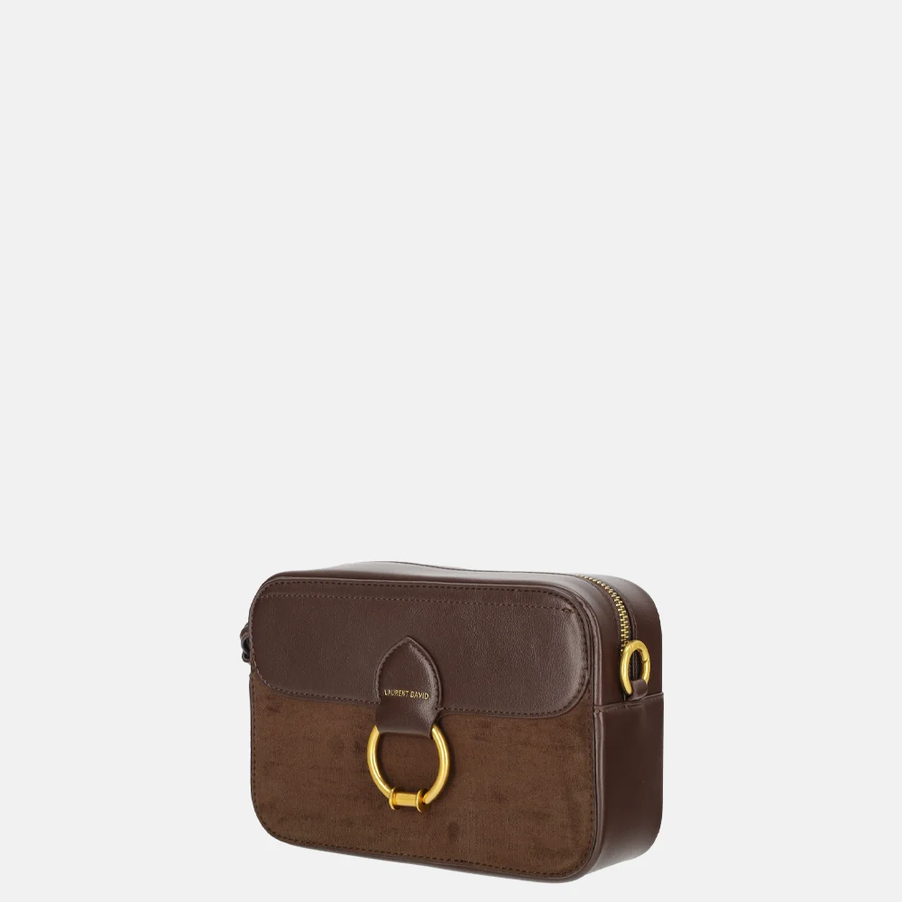 Laurent David Camille crossbody tas box suedine dark brown bij Duifhuizen