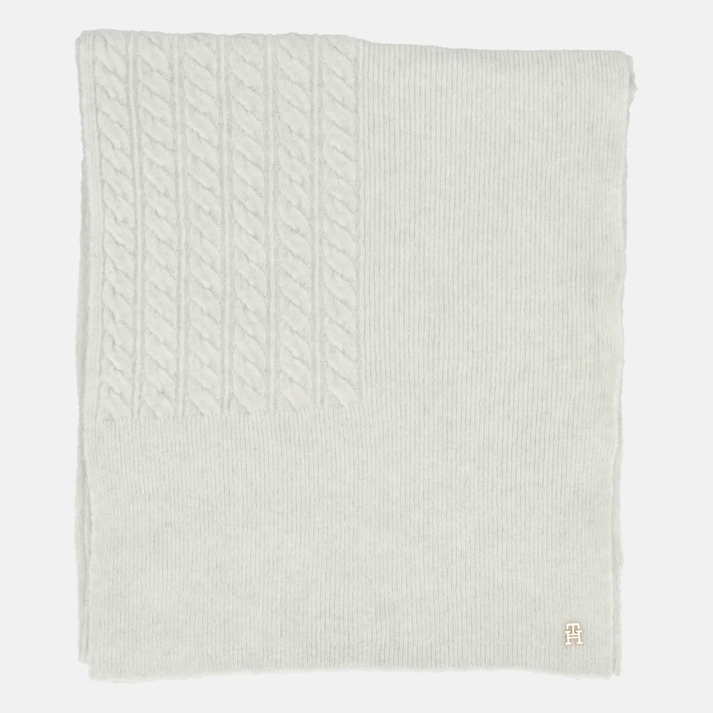 Tommy Hilfiger Elevated Chic fluffy sjaal grey whisper bij Duifhuizen