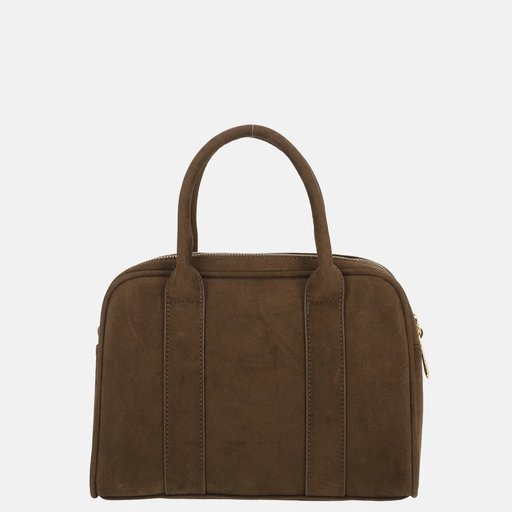 Flora & Co handtas bowling suedine chocolat bij Duifhuizen