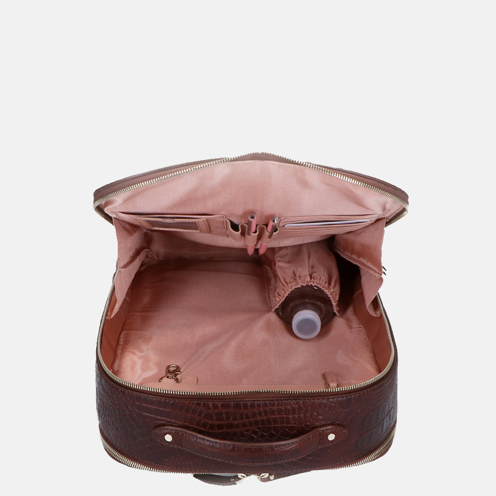 FMME Claire laptop rugzak 13.3 inch croco brown bij Duifhuizen