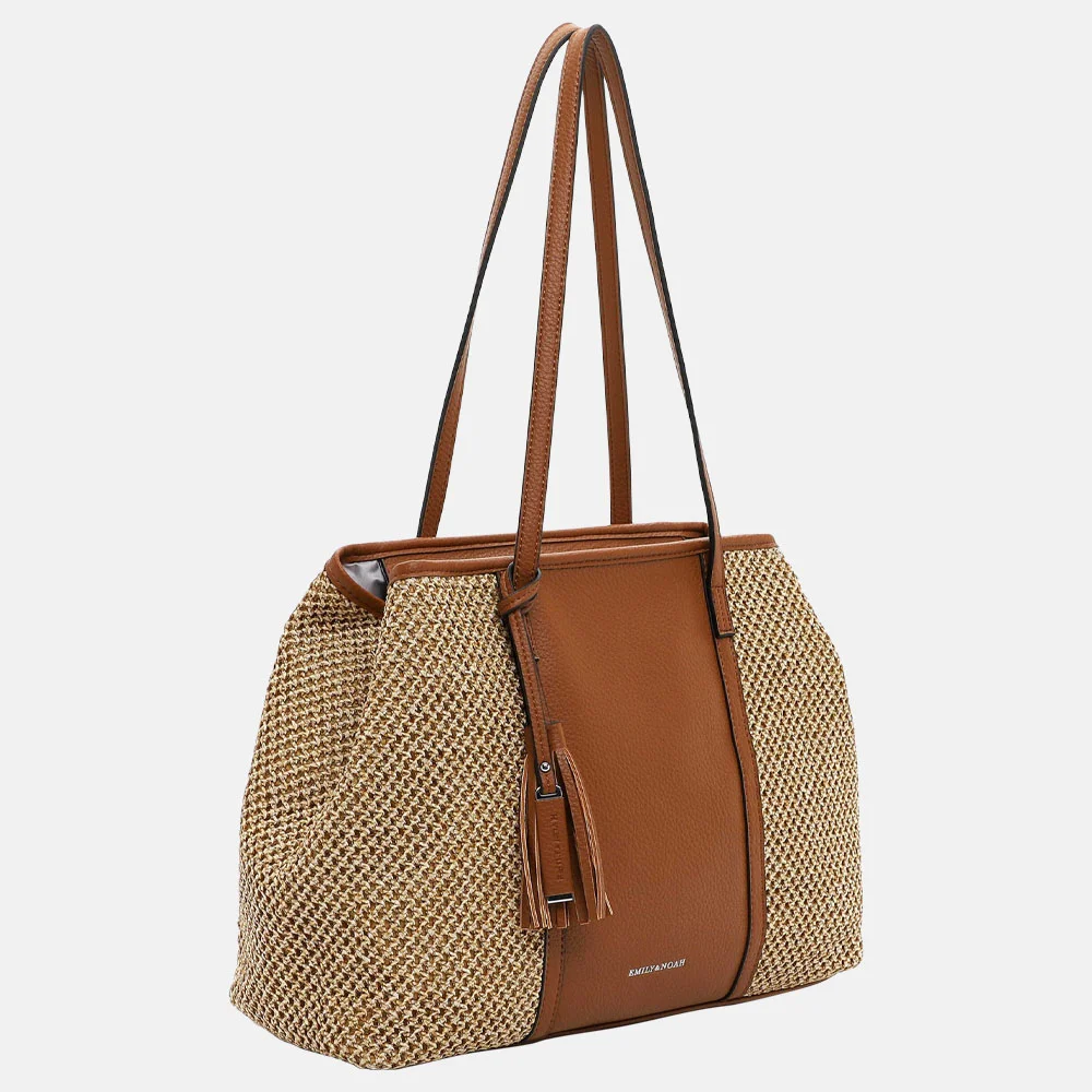 Emily & Noah Babette shopper riet cognac bij Duifhuizen