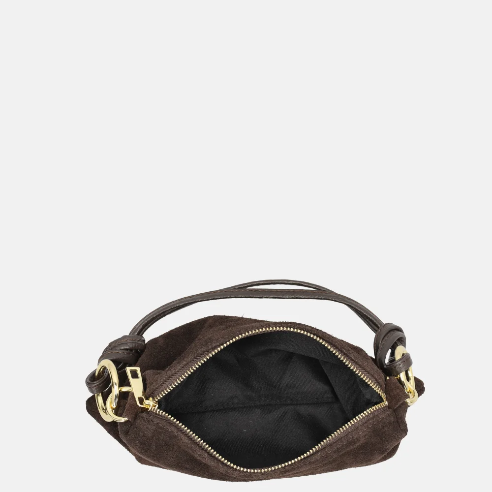 Charm London crossbody tas suede donkerbruin bij Duifhuizen