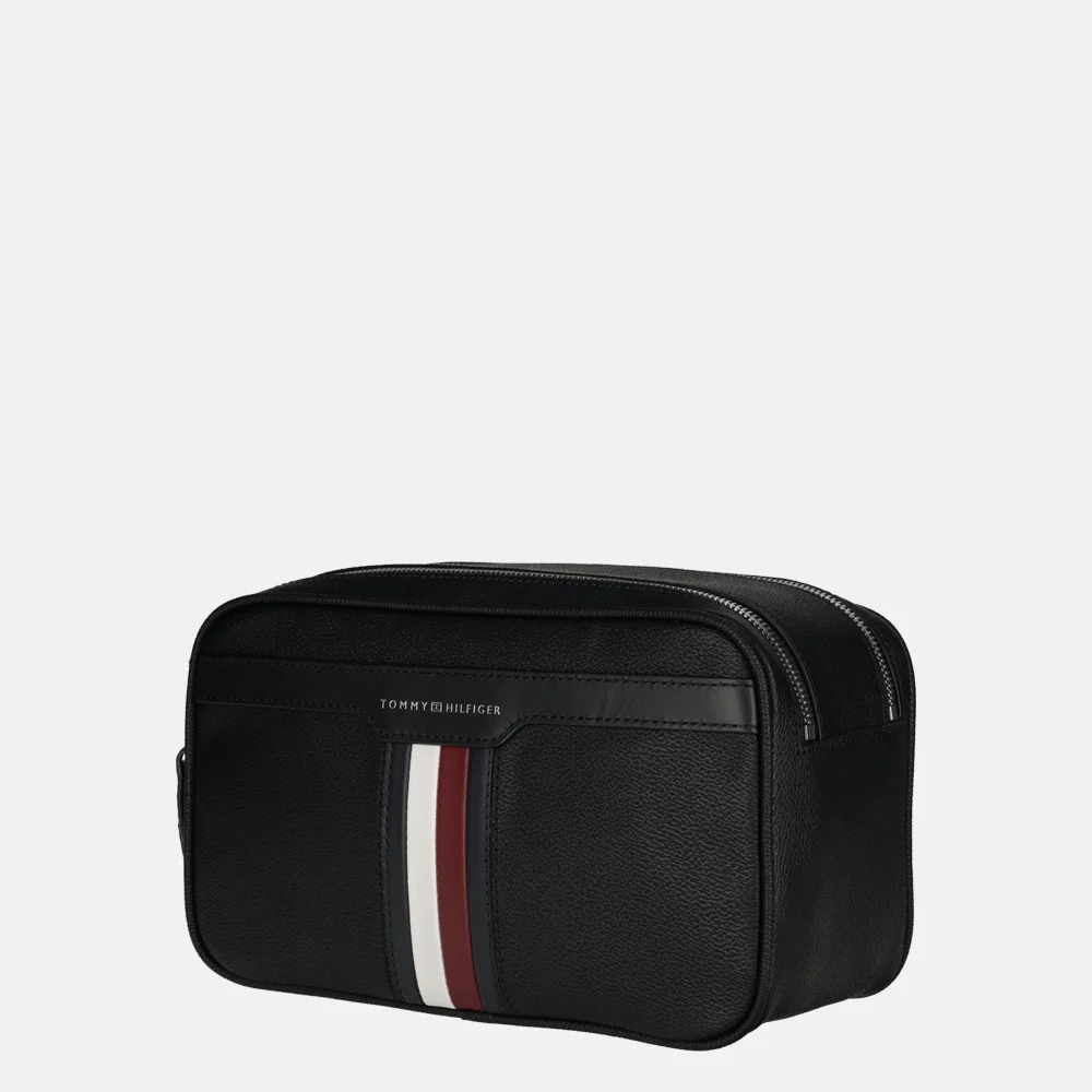 Tommy Hilfiger Coated Canvas toilettas black bij Duifhuizen