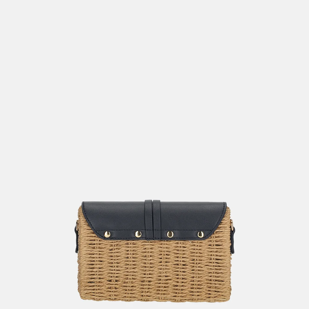 Flora & Co riet crossbody tas naturel/blue bij Duifhuizen