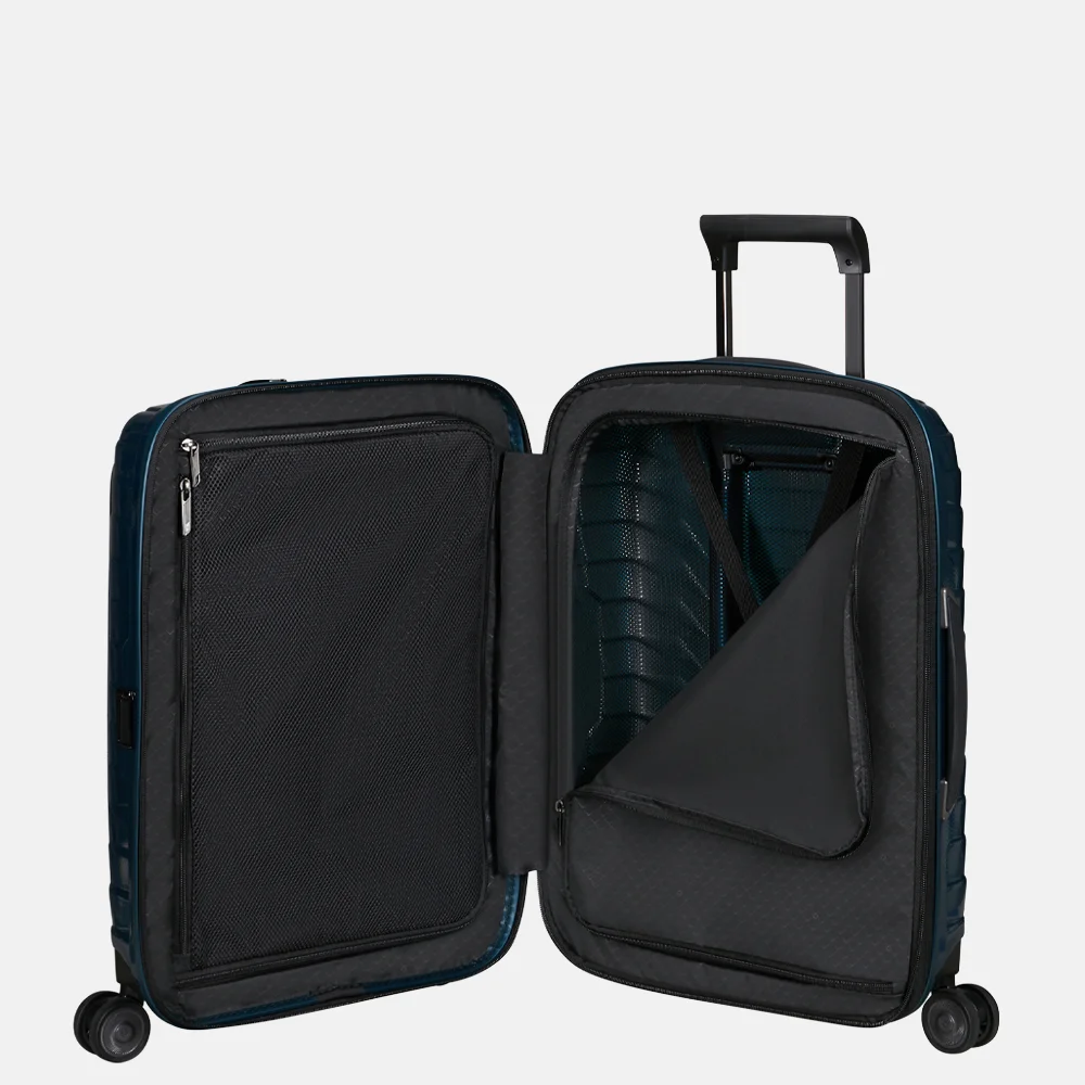 Samsonite Proxis frontpocket handbagage koffer 55 cm expandable petrol blue bij Duifhuizen