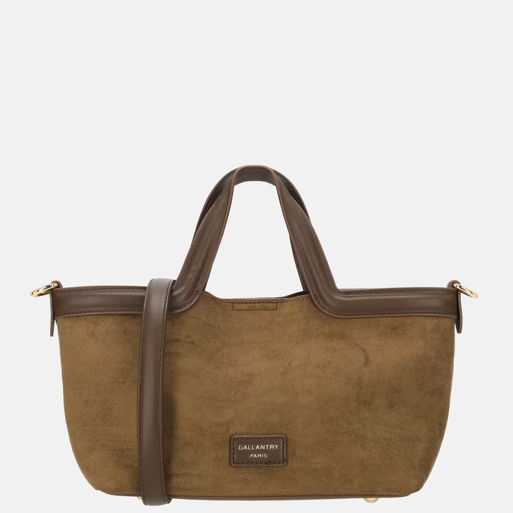 Firenze Suedine handtas taupe/coffee bij Duifhuizen