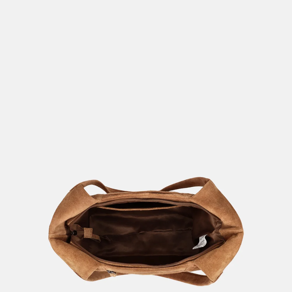 Hide & Stitches Brazos shopper M suede camel bij Duifhuizen