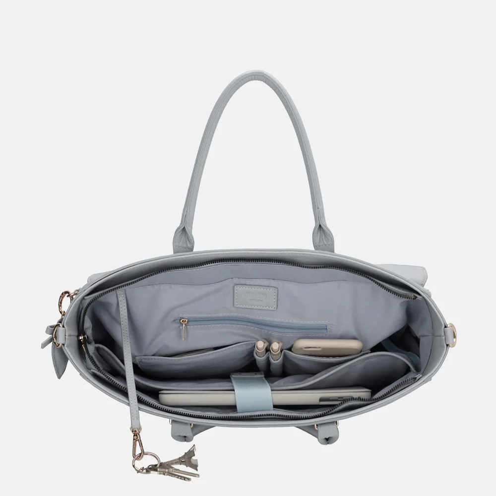 Charm London handtas 15 inch lichtblauw bij Duifhuizen