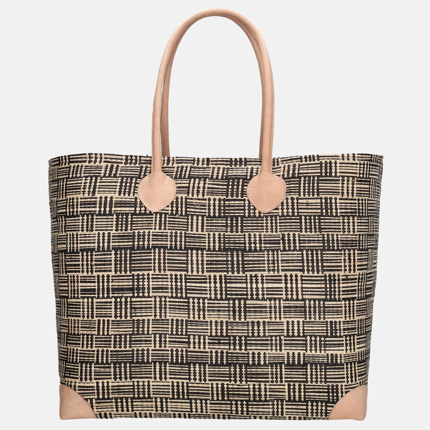 PE Florence rieten strandtas mand naturel zwart