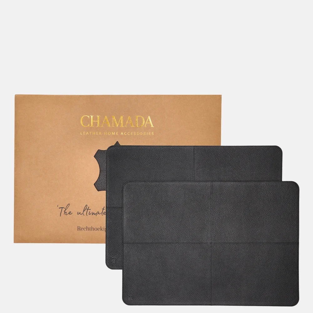 Chamada leren placemats rechthoek effen (2 stuks) black bij Duifhuizen