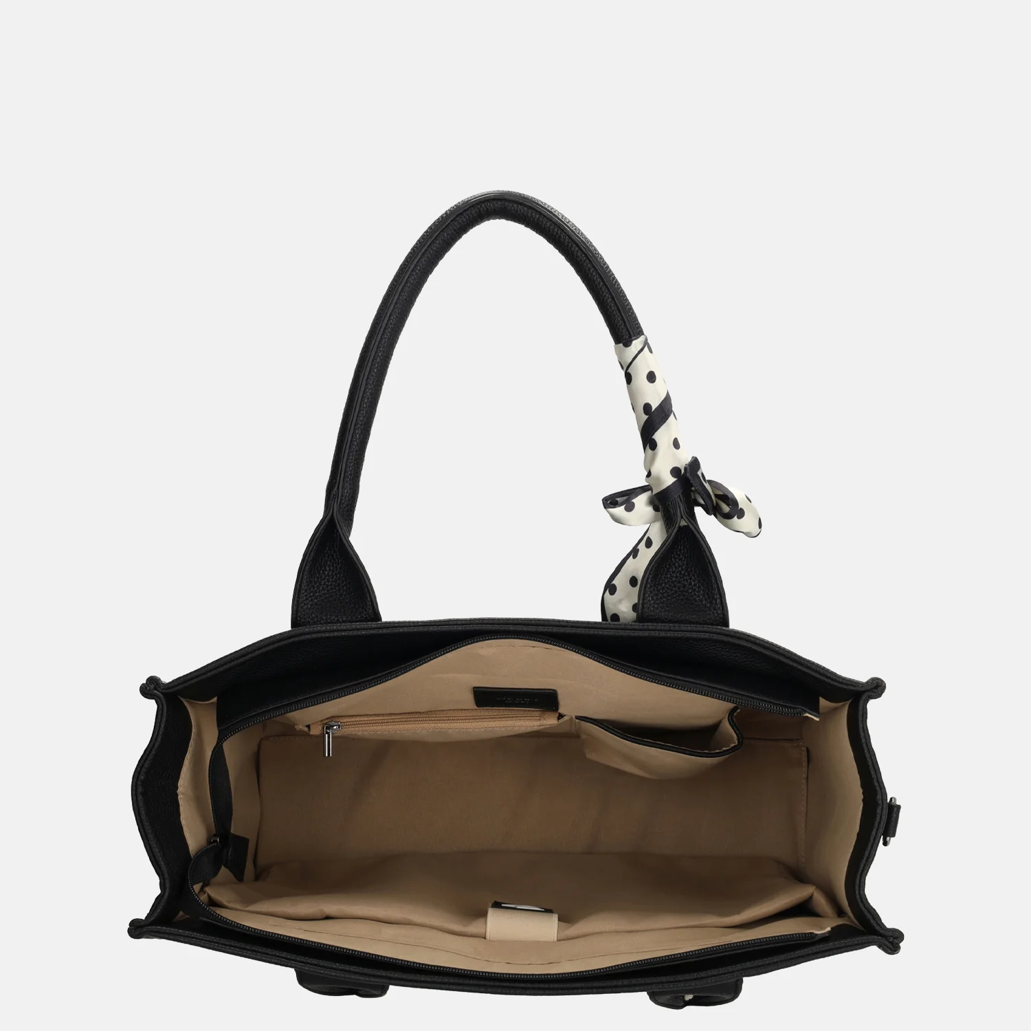 Charm London Bond Avenue handtas 15 inch polkadot zwart bij Duifhuizen