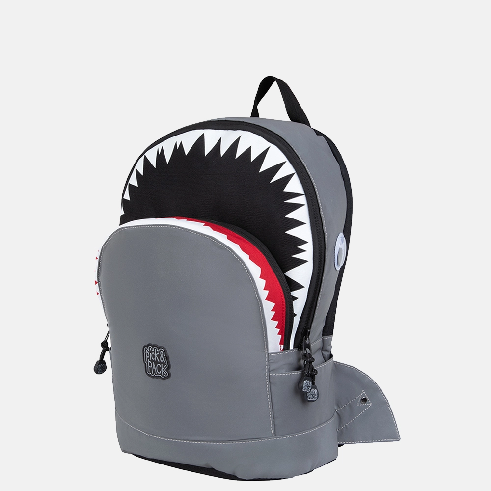 Pick & Pack Shark reflecterend kinderrugzak M visible grey bij Duifhuizen