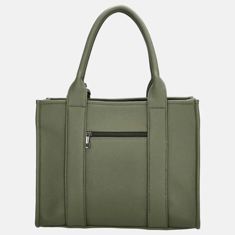 Charm London Debossed shopper M natuur groen bij Duifhuizen