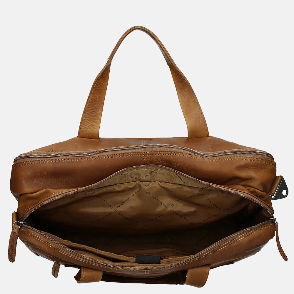 Chesterfield Ryan laptoptas 17 inch cognac bij Duifhuizen