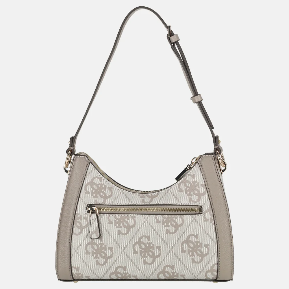Guess Karnilla schoudertas dark taupe logo bij Duifhuizen