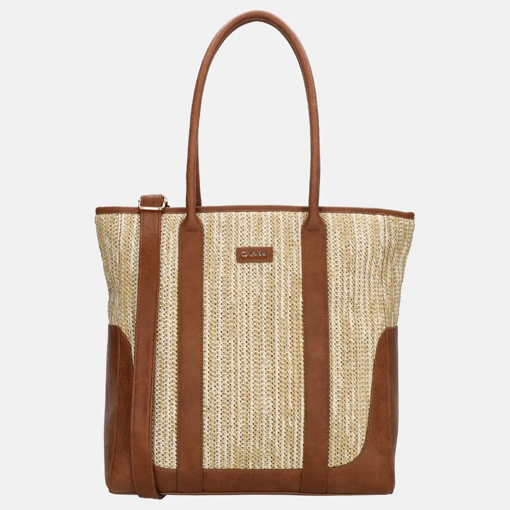 Charm London Hillingdon shopper beige/cognac bij Duifhuizen