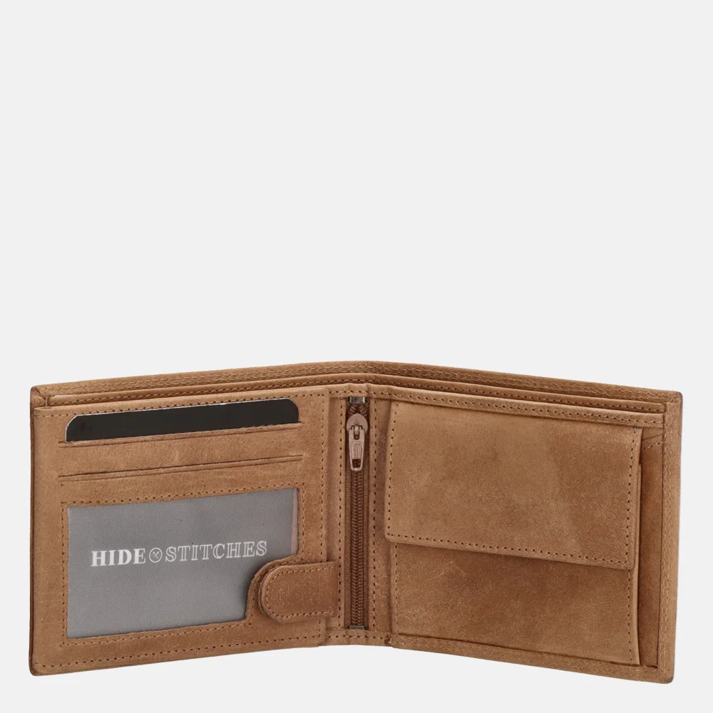 Hide & Stitches portemonnee bruin bij Duifhuizen