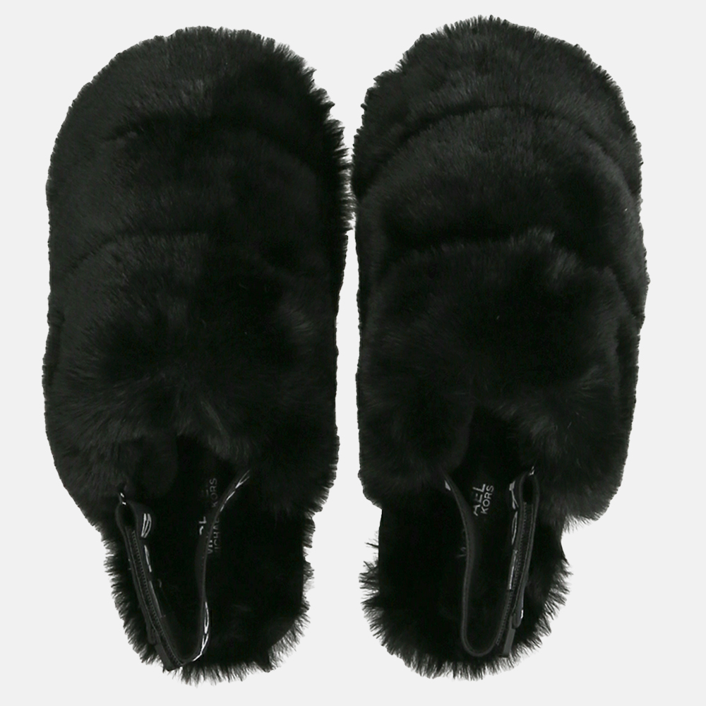 Michael Kors Elsie faux fur pantoffels black bij Duifhuizen