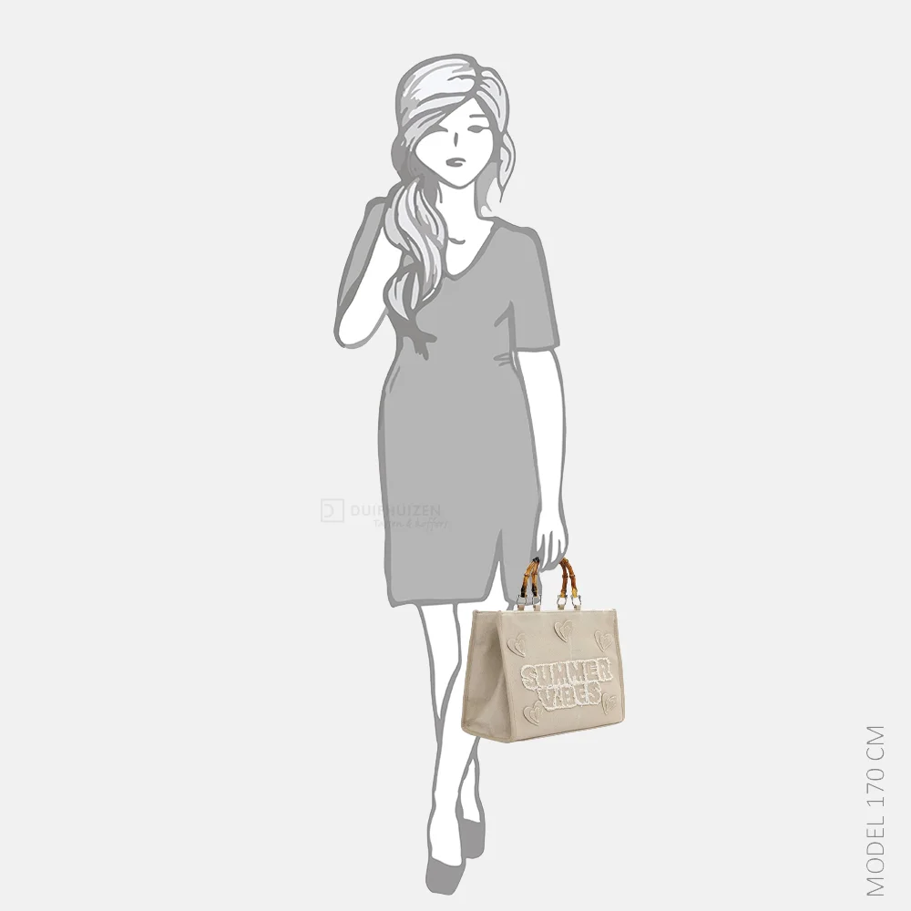 Emily & Noah Joelle summer vibes handtas canvas bambo taupe bij Duifhuizen