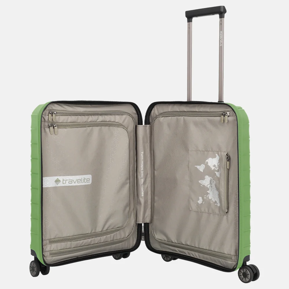 Travelite Mooby frontpocket handbagage koffer 55 cm green bij Duifhuizen