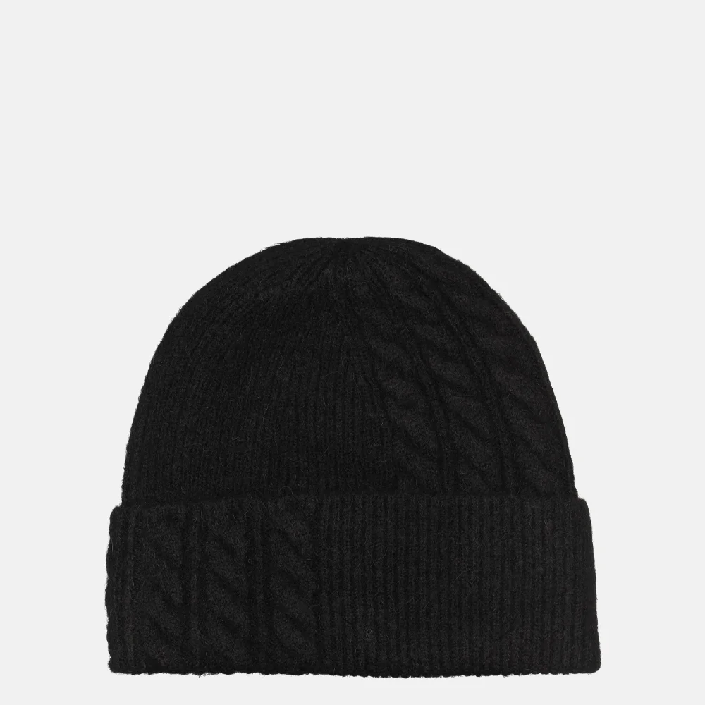Tommy Hilfiger Elevated Chic Fluffy beanie muts black bij Duifhuizen