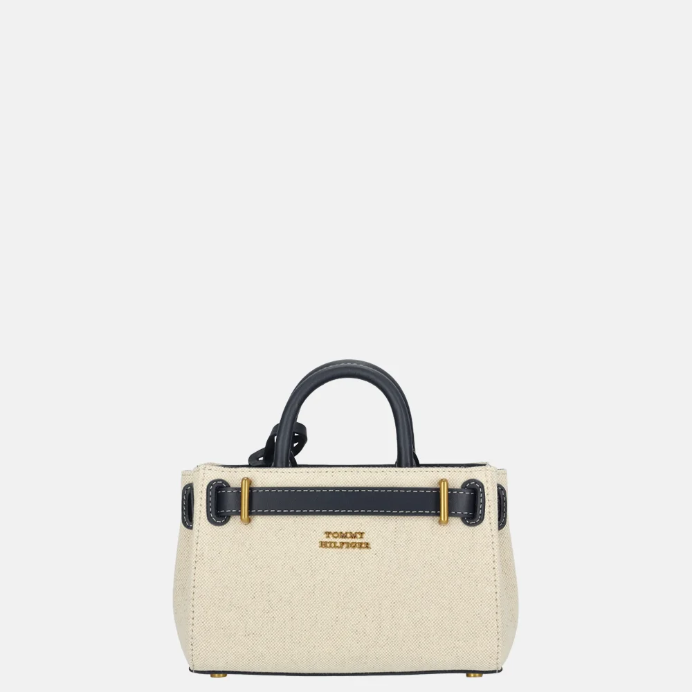 Tommy Hilfiger American Icon micro handtas white canvas/blue bij Duifhuizen