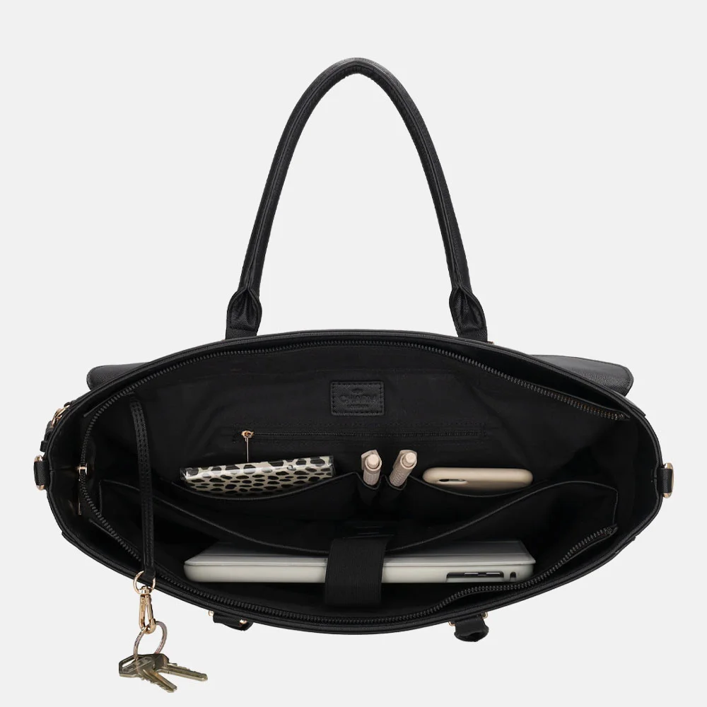 Charm London handtas 15 inch zwart bij Duifhuizen