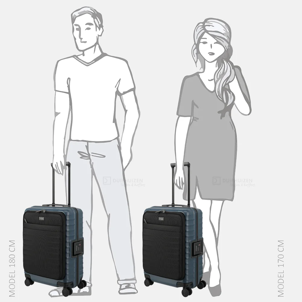 Titan Upgrade Overseas handbagage koffer frontpocket 55 cm midnight blue bij Duifhuizen