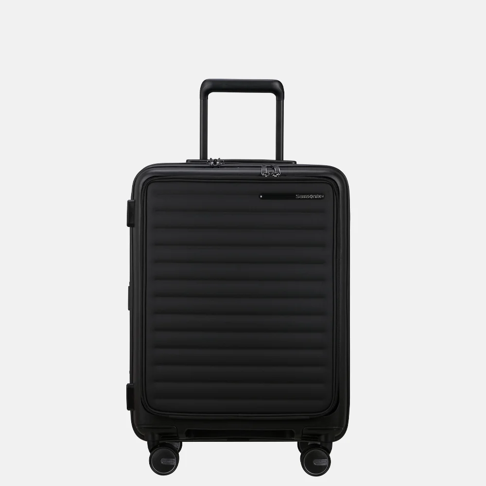 Samsonite Restackd frontpocket handbagage koffer 55 cm black bij Duifhuizen