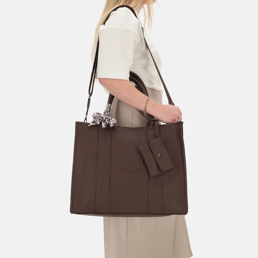 Charm London laptoptas 15 inch donkerbruin bij Duifhuizen