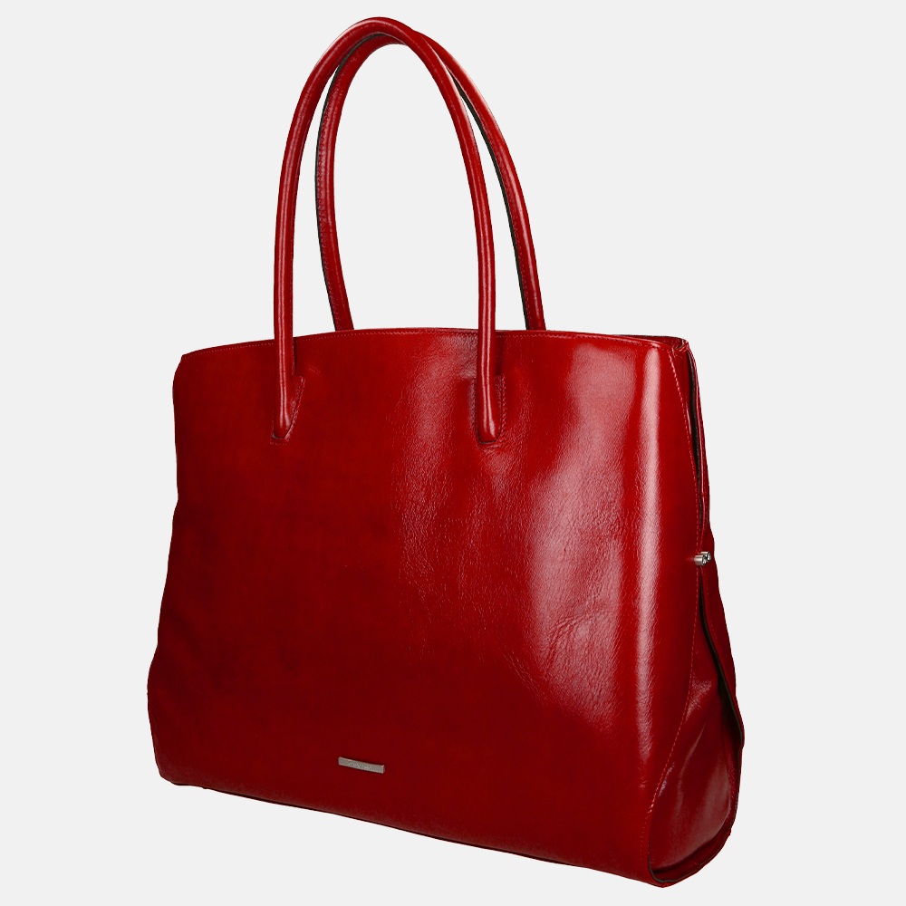 Claudio Ferrici Classico shopper 13.3 inch red bij Duifhuizen
