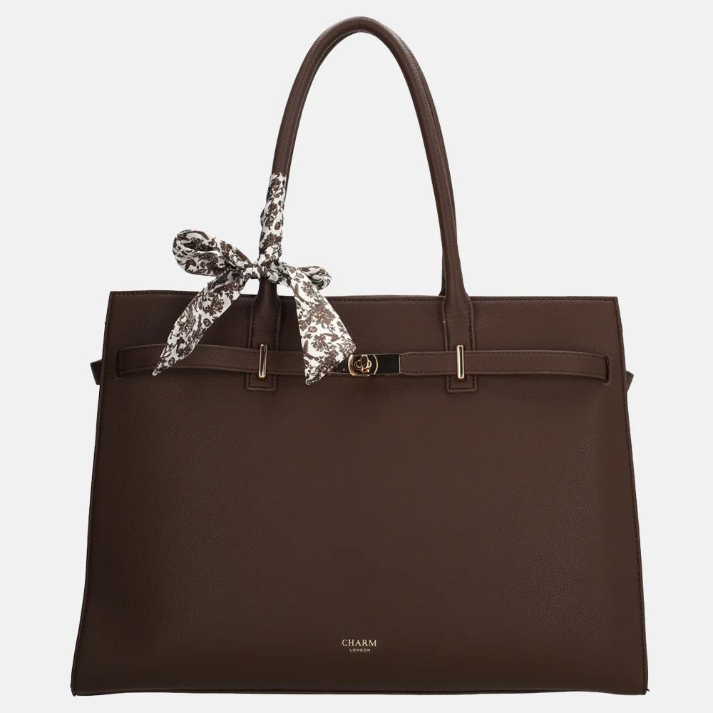 Charm London The Hamptons laptopshopper 15 inch donkerbruin bij Duifhuizen