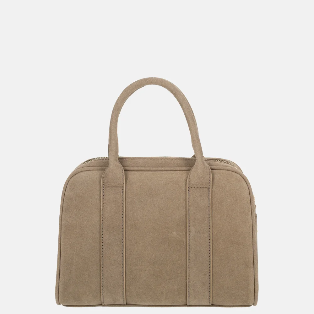 Flora & Co handtas bowling suedine taupe bij Duifhuizen