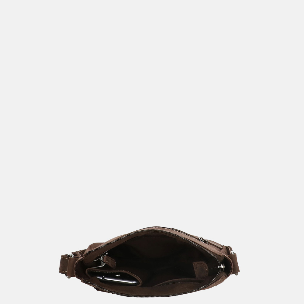 Old West crossbody tas dark brown bij Duifhuizen