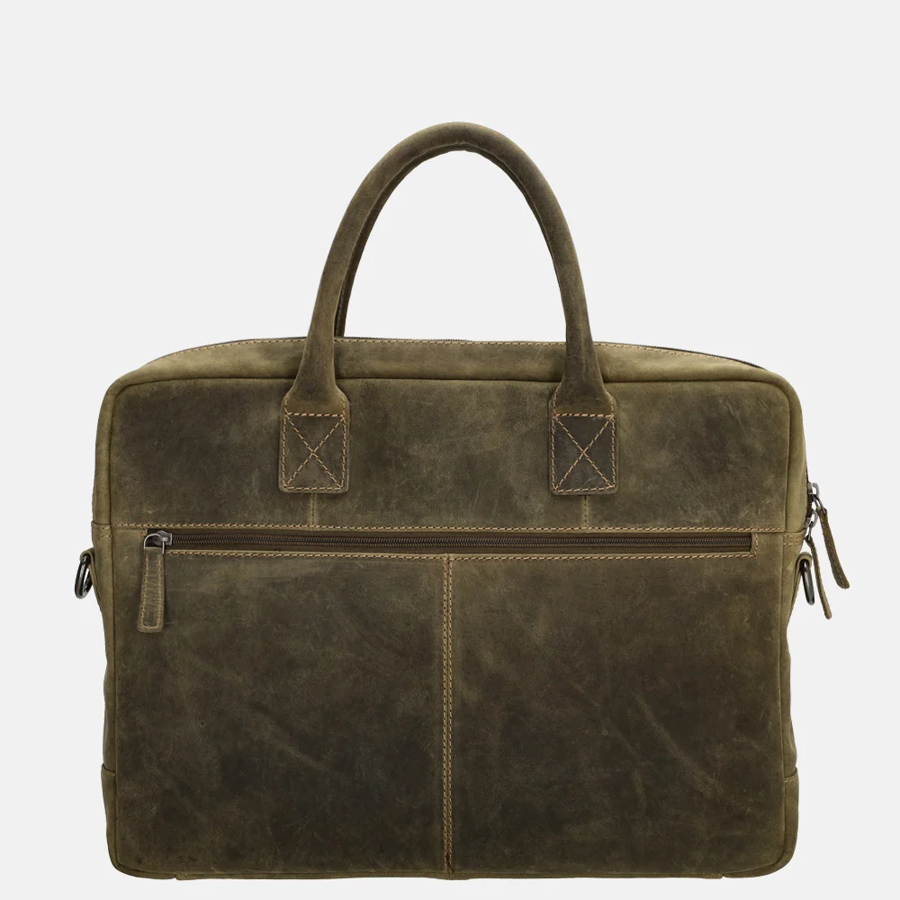 Hide & Stitches Idaho laptoptas 15 inch olijfgroen bij Duifhuizen