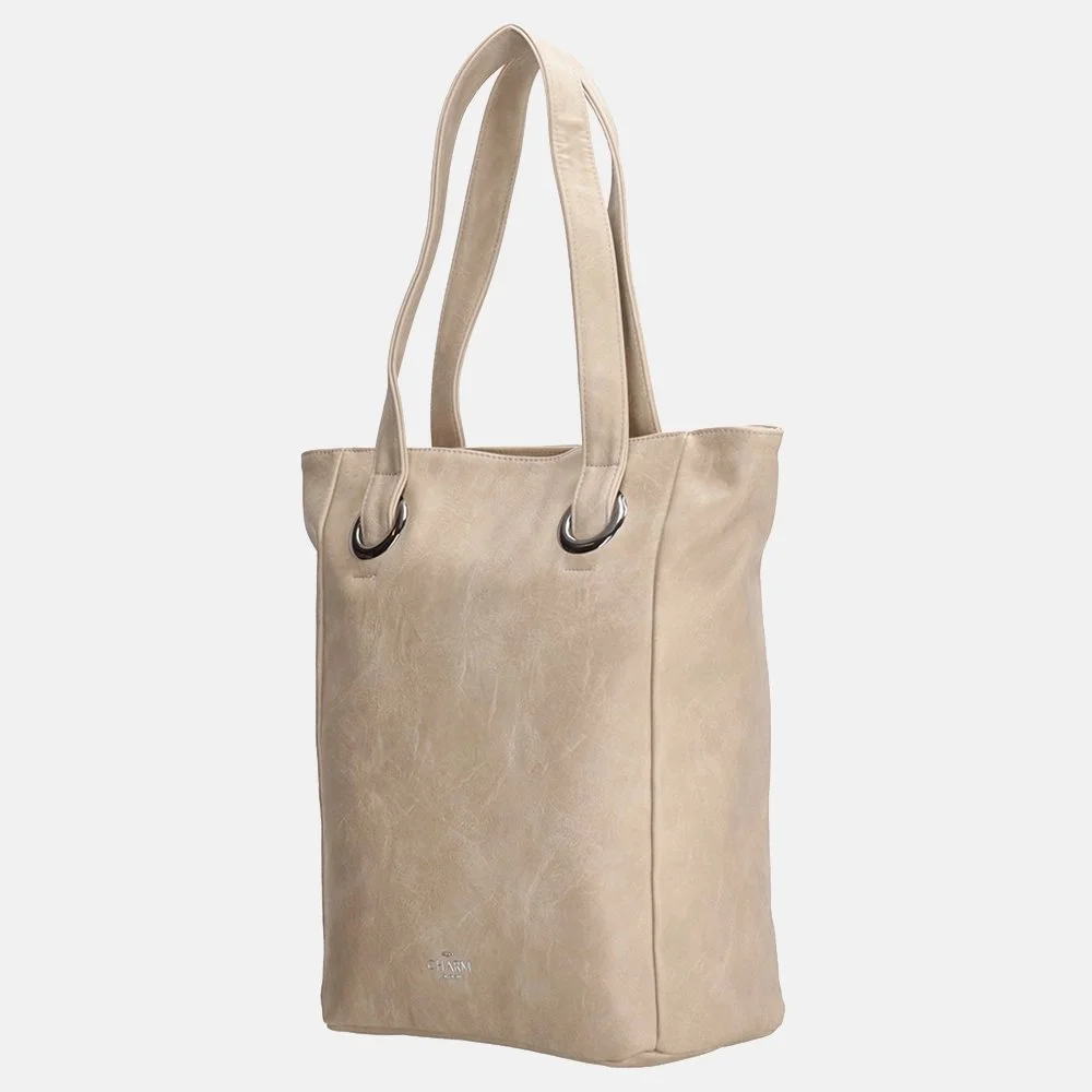 Charm London shopper light taupe bij Duifhuizen