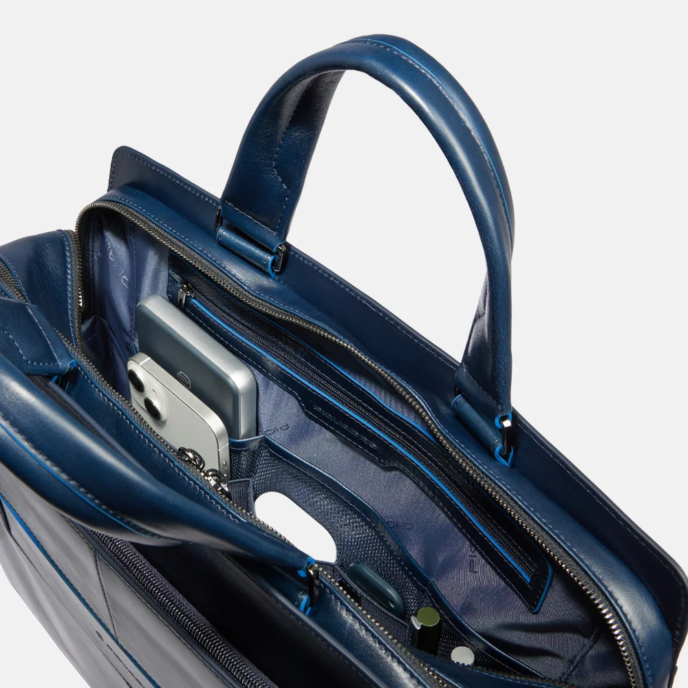 Piquadro laptoptas 15.6 inch blue bij Duifhuizen
