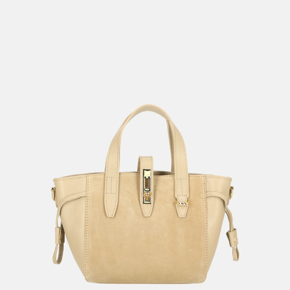 Charm London handtas suede/leer lichttaupe bij Duifhuizen