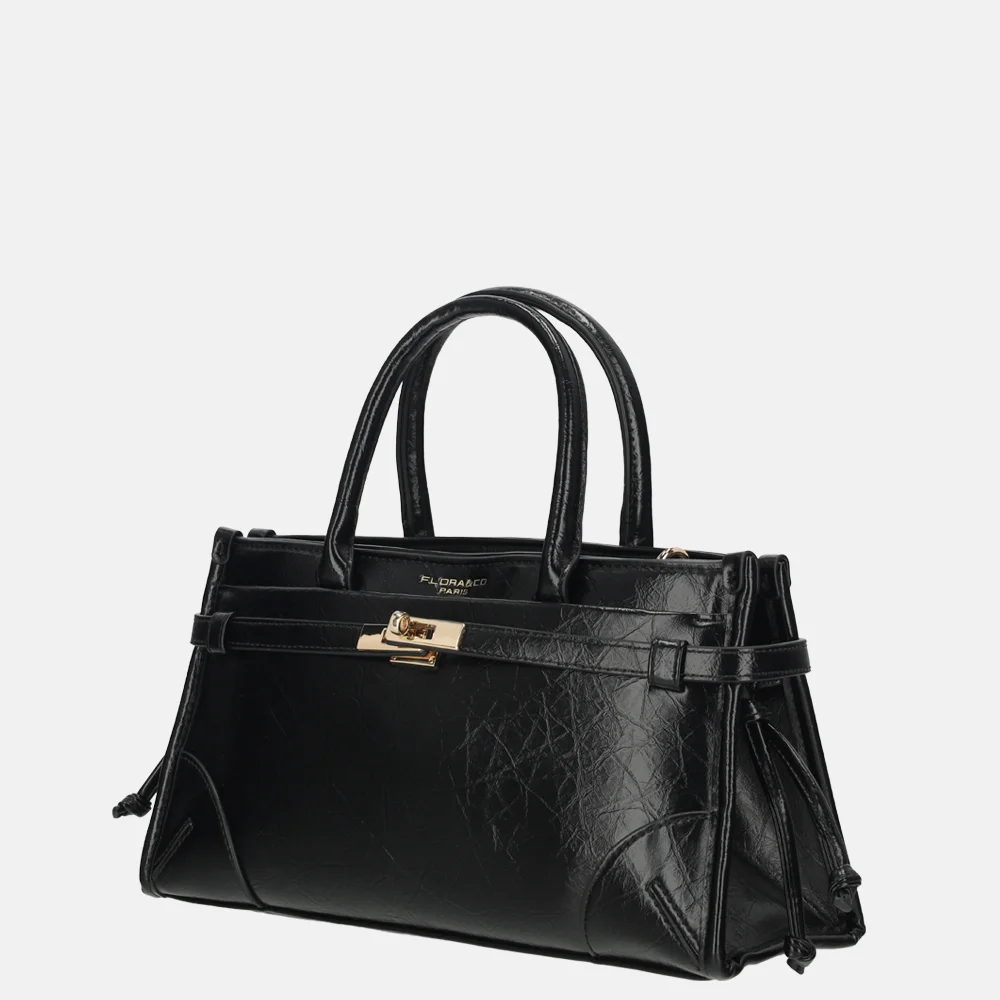 Flora & Co handtas lak black bij Duifhuizen